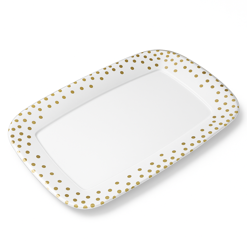 Elegance Gold Dot Plastic Tray - 11" x 18"