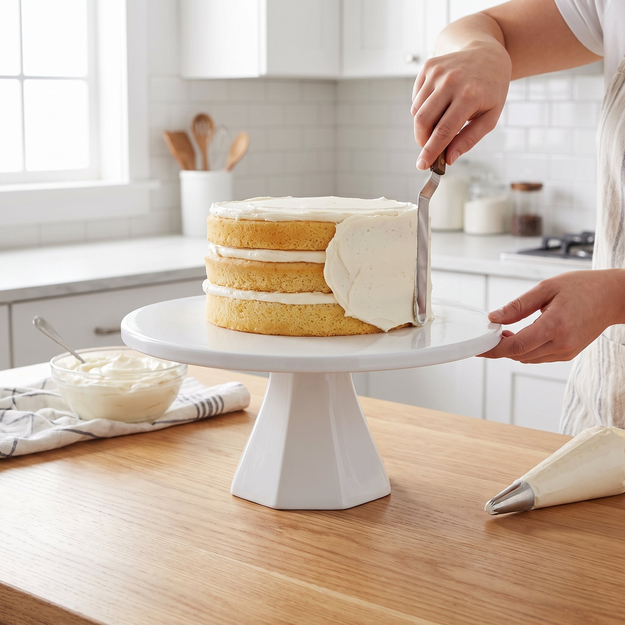 Elegant Medium White Cake Stand - 11-inch Dessert Display