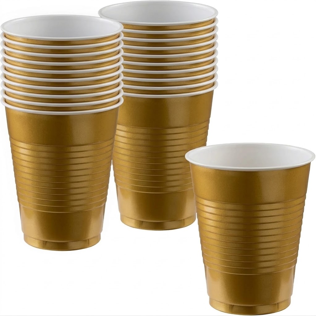 Gold Plastic Party Cups - 18 Oz. | 20 Count