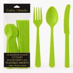 Kiwi Green Assorted Plastic Cutlery Set - 7.5 in. - 24 Pack