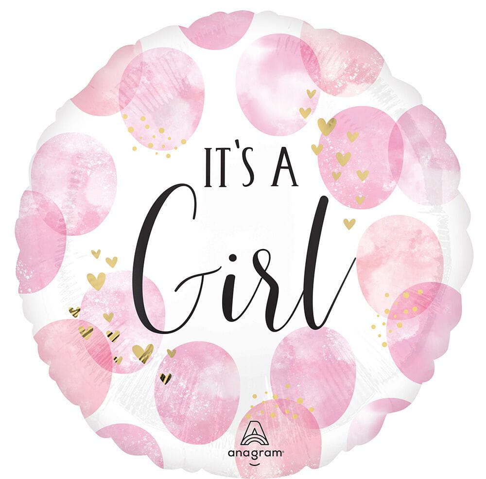 Baby Girl Pink Watercolor Foil Balloon | 17"