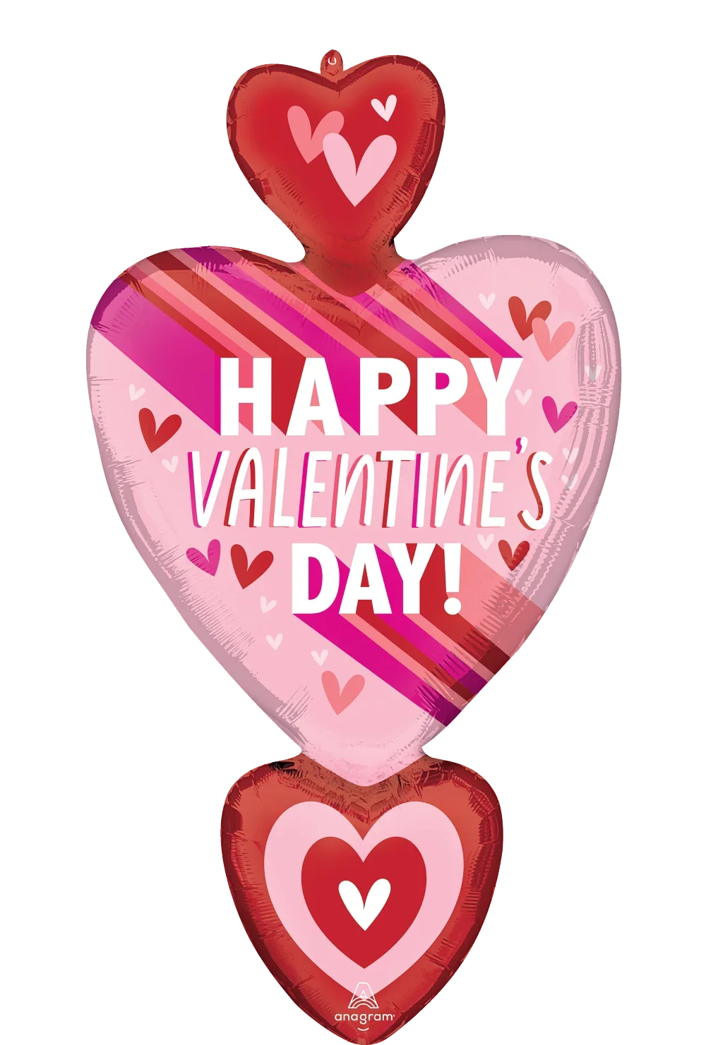 Hearts & Stripes Valentine's Day Stacked Super Shape Foil Balloon