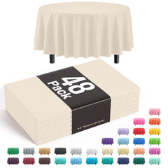 Round Ivory Plastic Table Cover | Case of 48