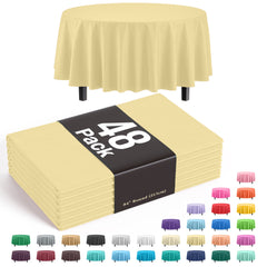 Round Light Yellow Plastic Table Cover | Case of 48
