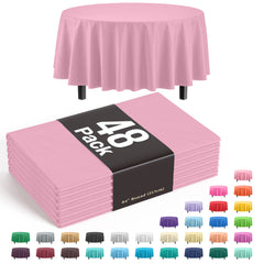 Round Pink Plastic Table Cover | Case of 48