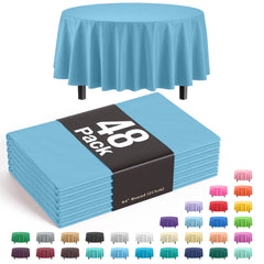 Round Sky Blue Plastic Table Cover | Case of 48