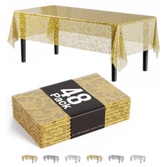 Gold Lace Plastic Table Cover | Case of 48 | 54 in. x 108 in.