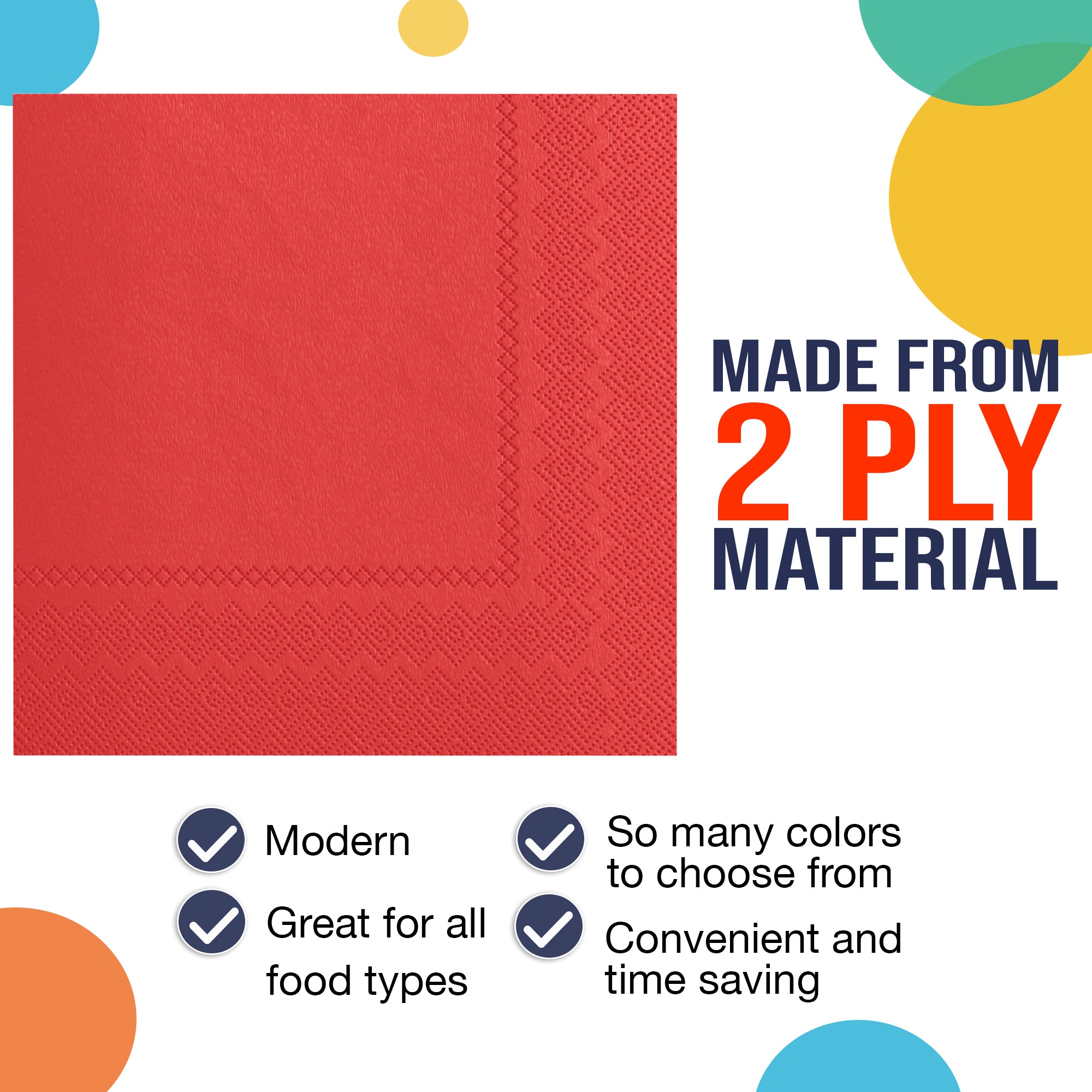 Red Beverage Napkins | 4.75 in. x 4.75 in. | Case of 3600