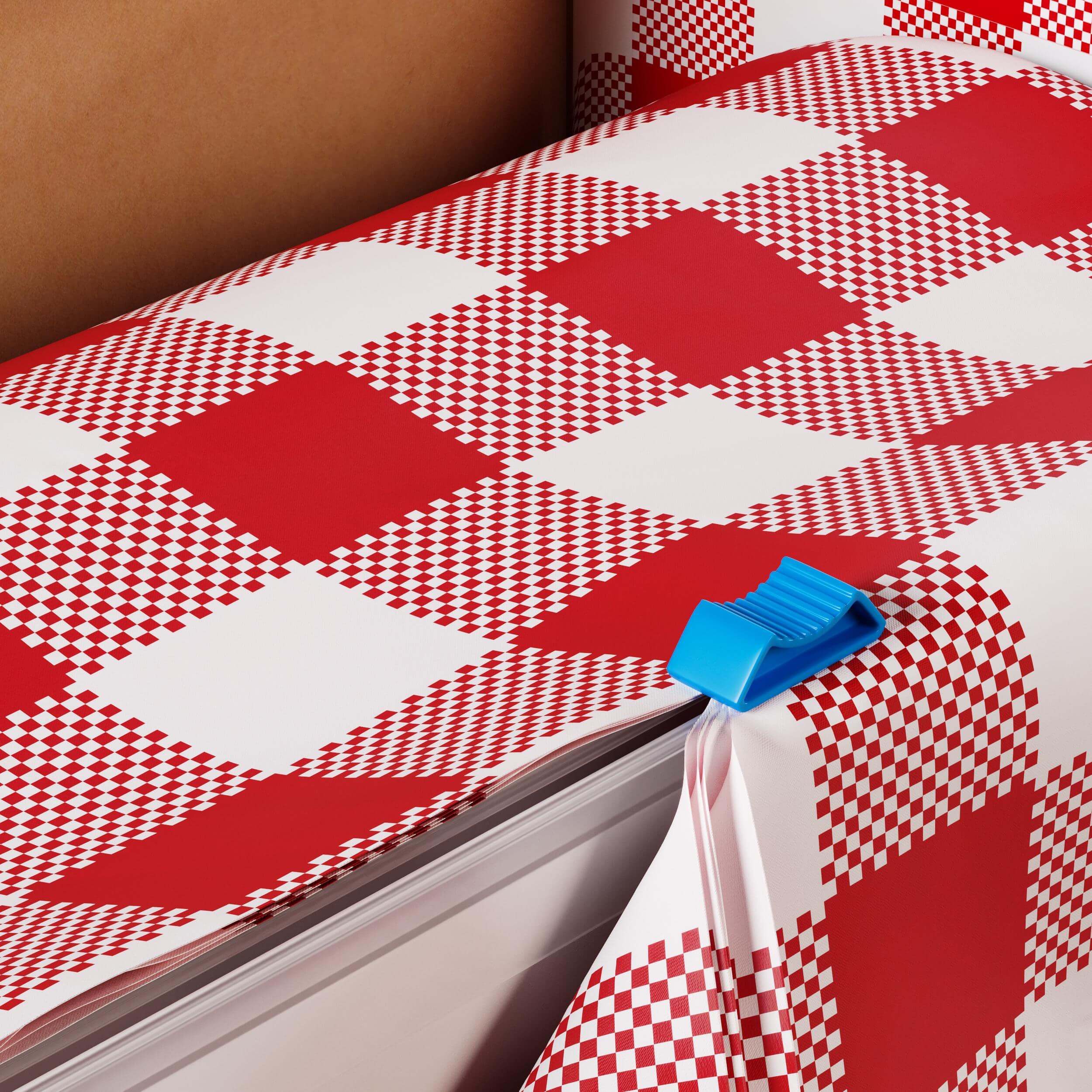 54 In. x 100 Ft. Cut to Size Plastic Table Cover  | Red Gingham | Case of 6