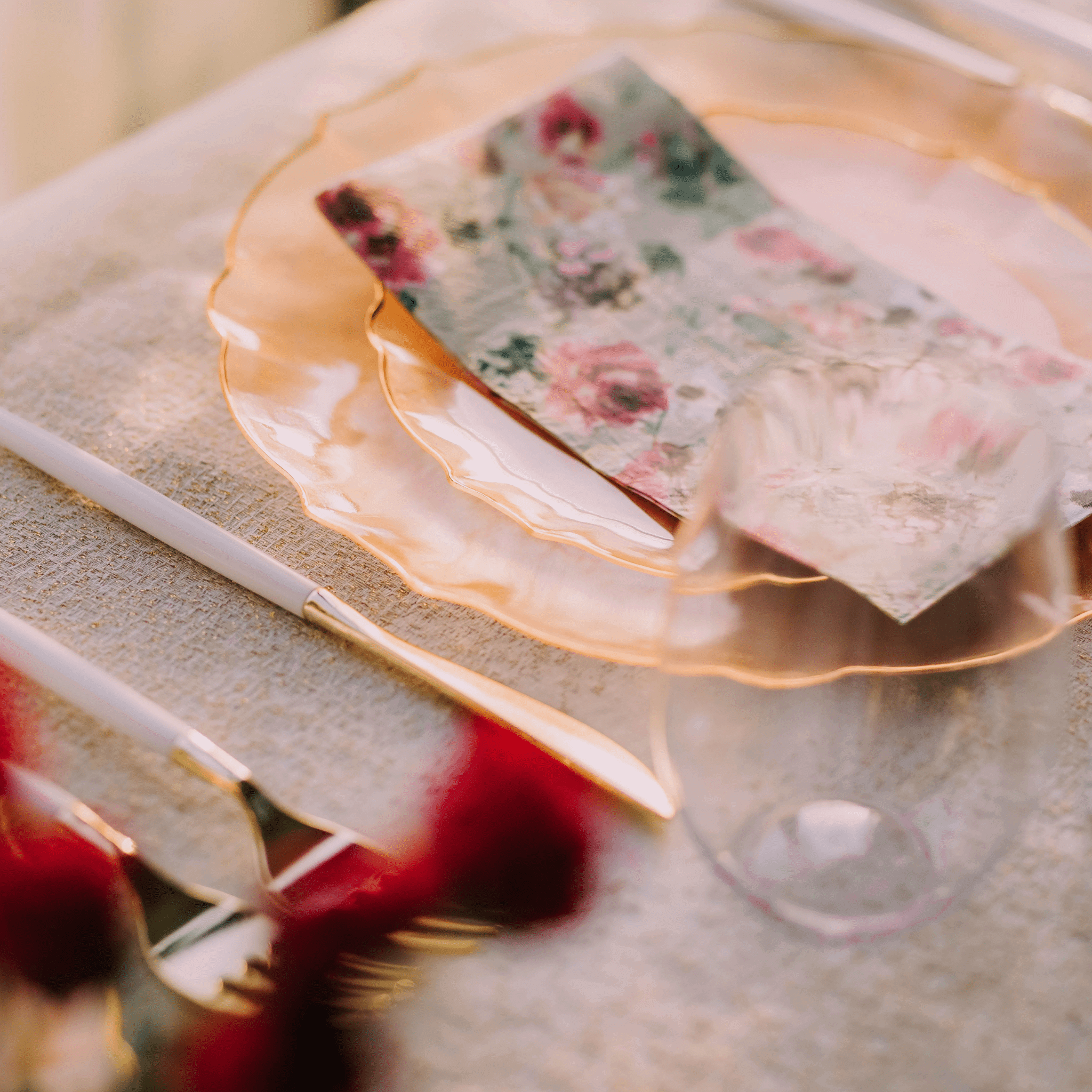 7.5 In. Rose/Gold Petal Plates | 120 Count