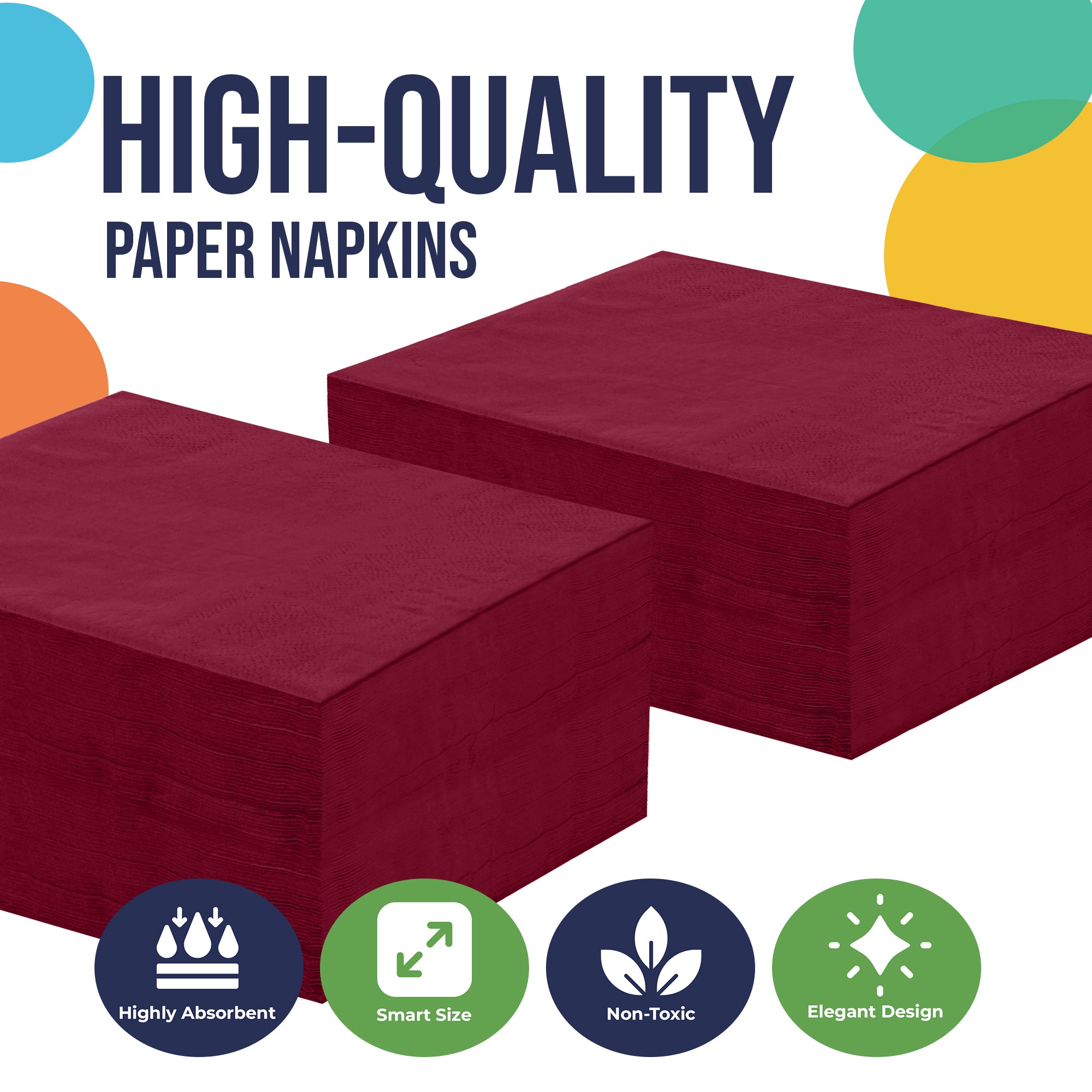 Burgundy Luncheon Napkins - 6.75 in. | 100 Count