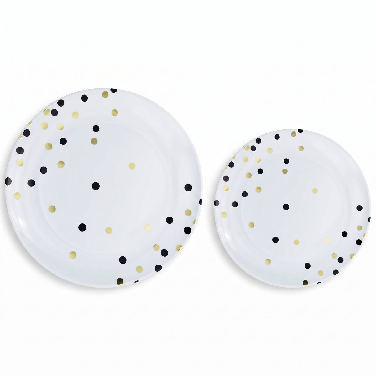 Black Polka Dot Plastic Premium Plate Multipack, 20 Pieces