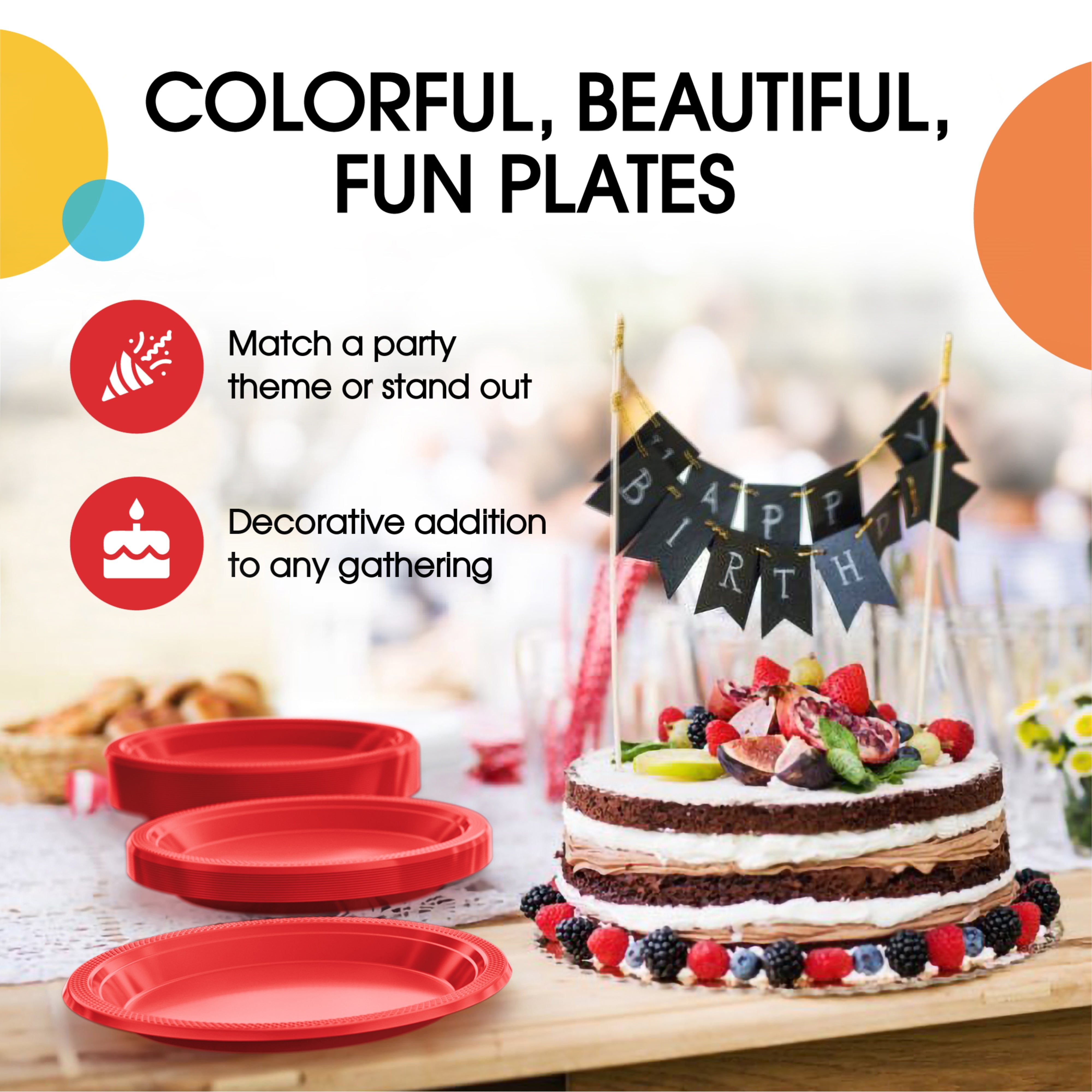 7 In. Red Plastic Plates | 100 Count