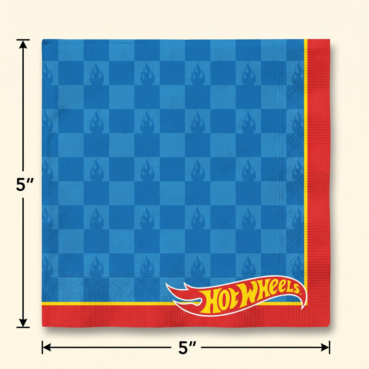 Hot Wheels Printed Beverage Napkins - 5 in. x 5 in. - 16 Pack
