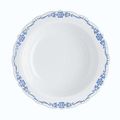12 Oz. White / Navy Victorian Design Bowls | 20 Count