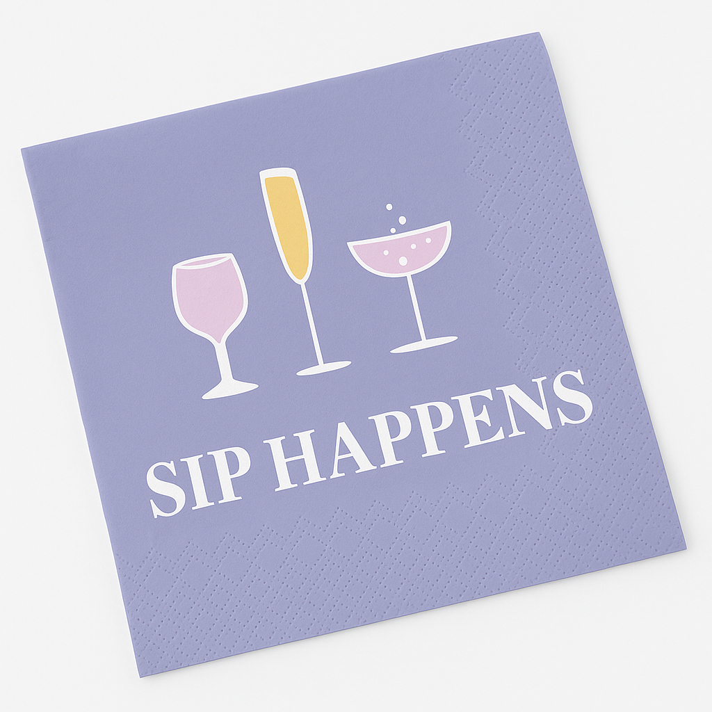 "Sip Happens" Cocktail Beverage Napkins