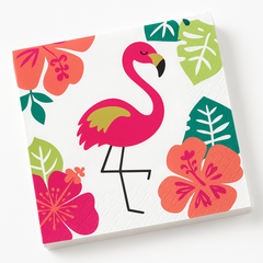 Aloha Flamingo Tropical Beverage Napkins, 16-Pack, 2-Ply - 5 In. X 5 In.