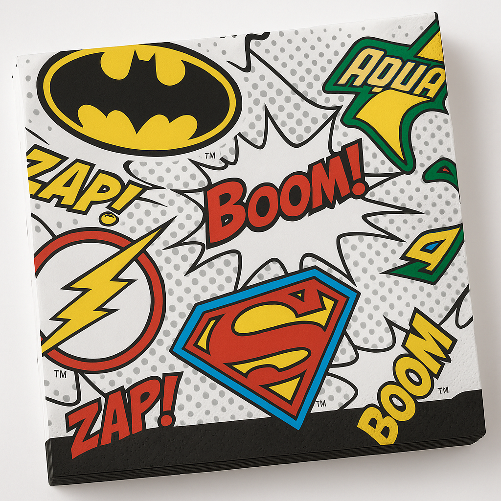 Justice League Heroes Unite Beverage Napkins - 16 Pack - 5 In. X 5 In.