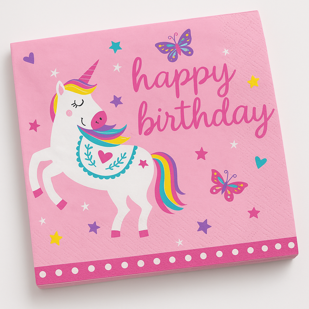 Enchanting Unicorn Birthday Beverage Napkins - 5 In. X 5 In.