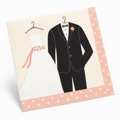 Elegant Wedding Attire Beverage Napkins - 5 In. X 5 In.