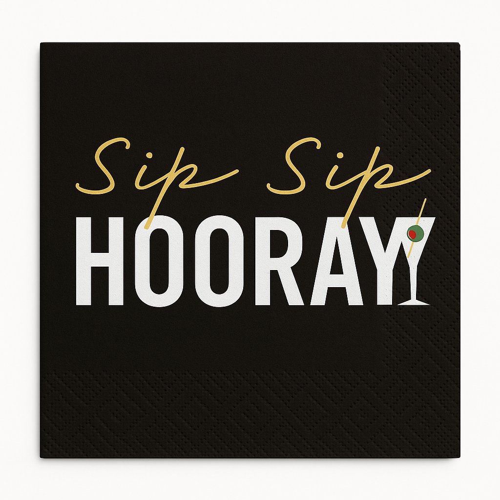 Sip Sip Hooray Cocktail Beverage Napkins, 20-Pack