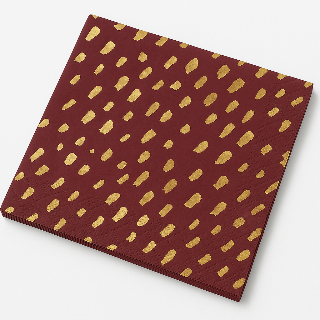 Red & Gold Brushed Dots Cocktail Beverage Napkins, 20-Count - 5 In. X 5 In.