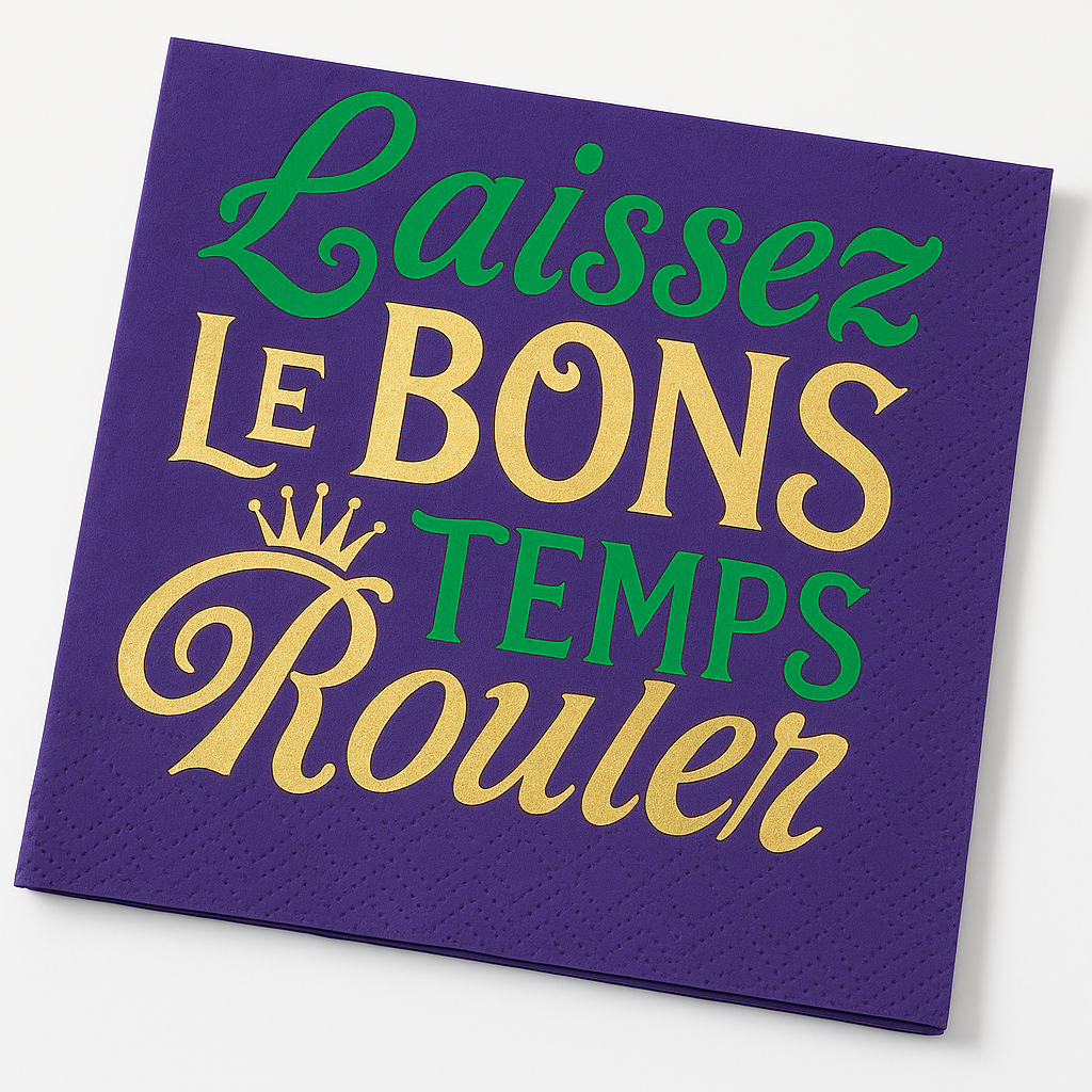 Mardi Gras Masquerade Hot Stamped Beverage Napkins - 5 In. X 5 In.
