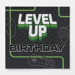 Level Up Birthday Lunch Napkins - Gaming Theme, 16 Pack - 6.5 In. X 6.5 In.