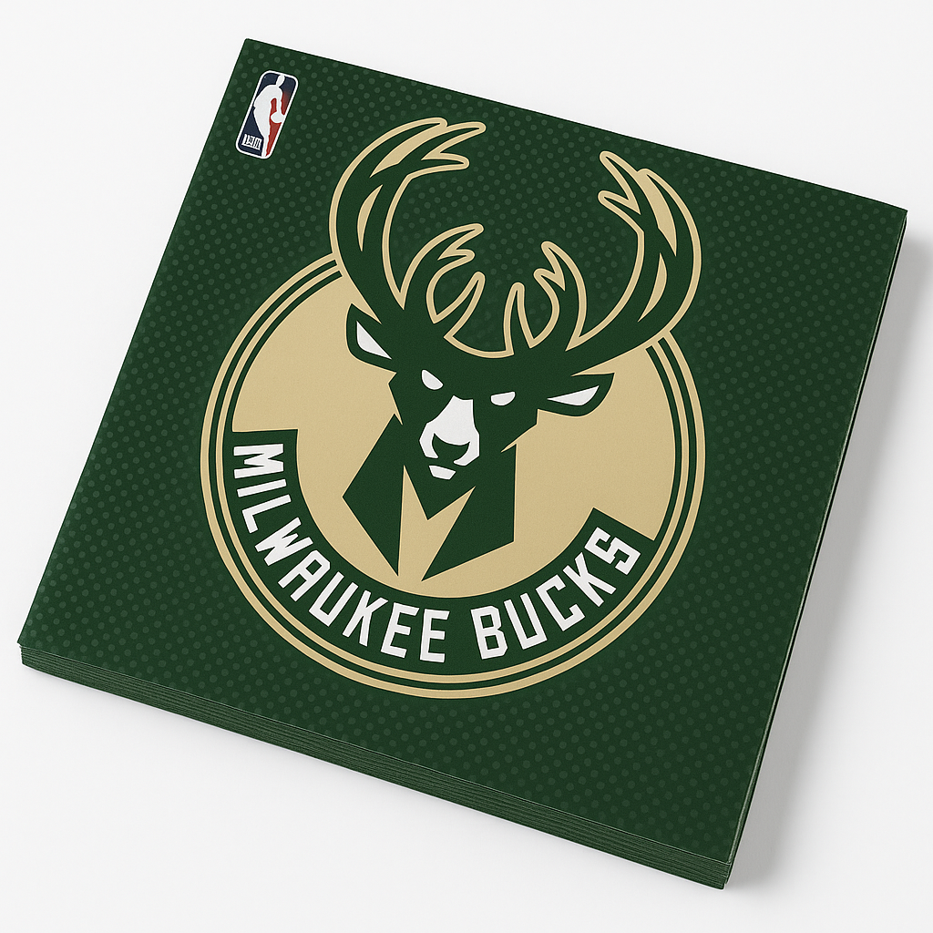 Milwaukee Bucks NBA Luncheon Napkins - 6.5 In. x 6.5 In. - Sports Party Essentials