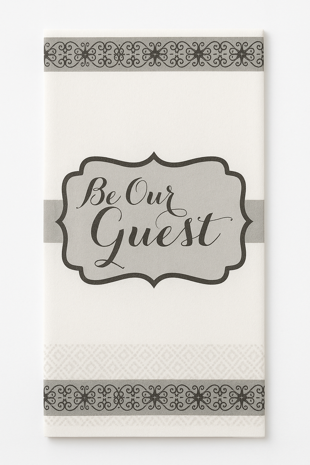 Silver "Be Our Guest" Premium Guest Towels - 8 In. x 4 In. - 16 Pack