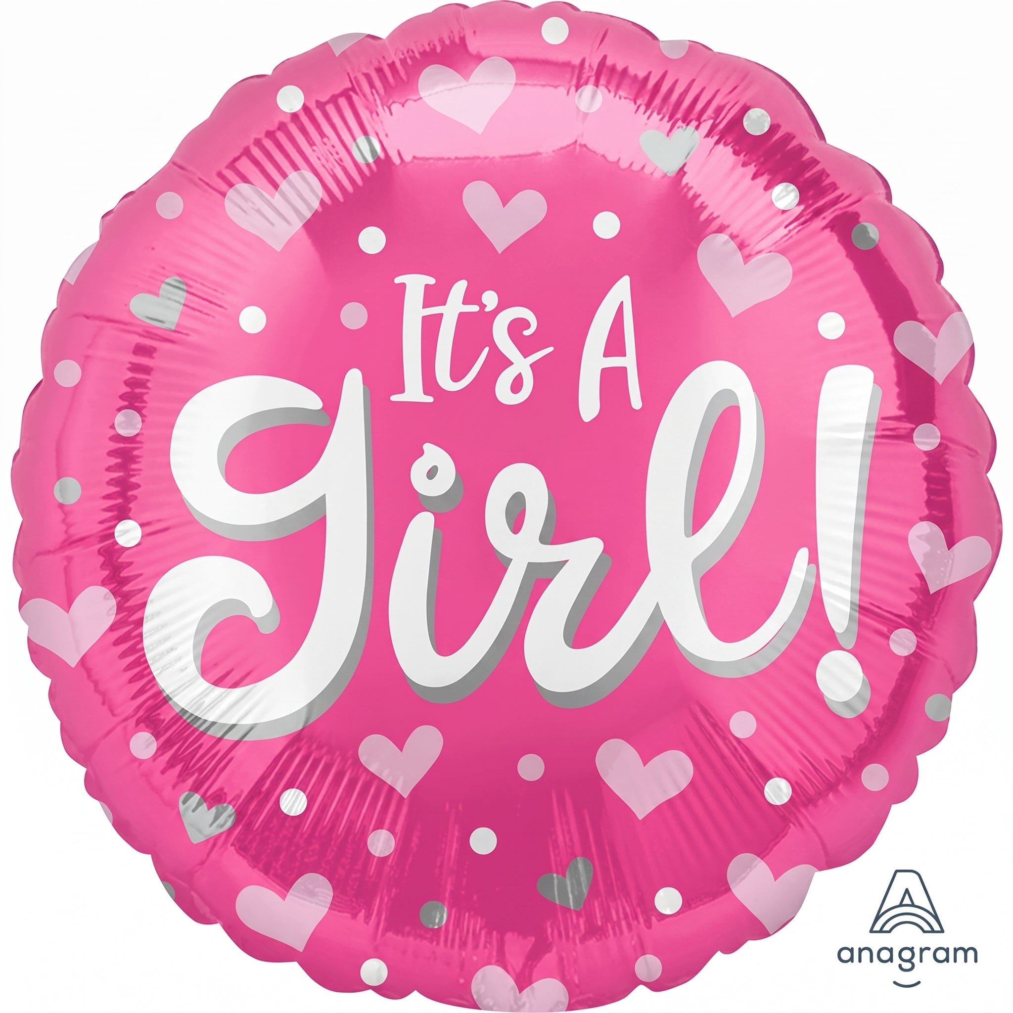 "It's a Girl" Heart & Dots Foil Balloon - 18in