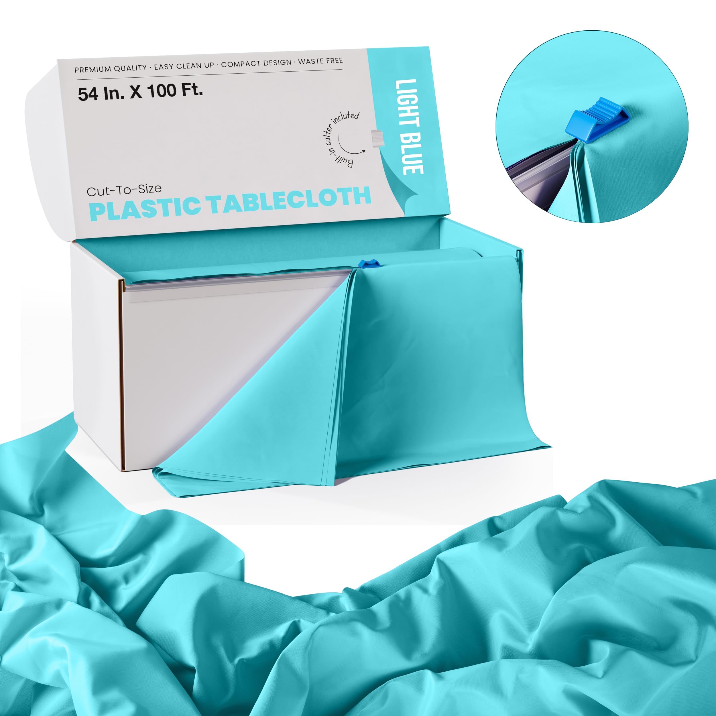 54 In. x 100 Ft. Cut To Size Table Roll  | Light Blue | Case of 6