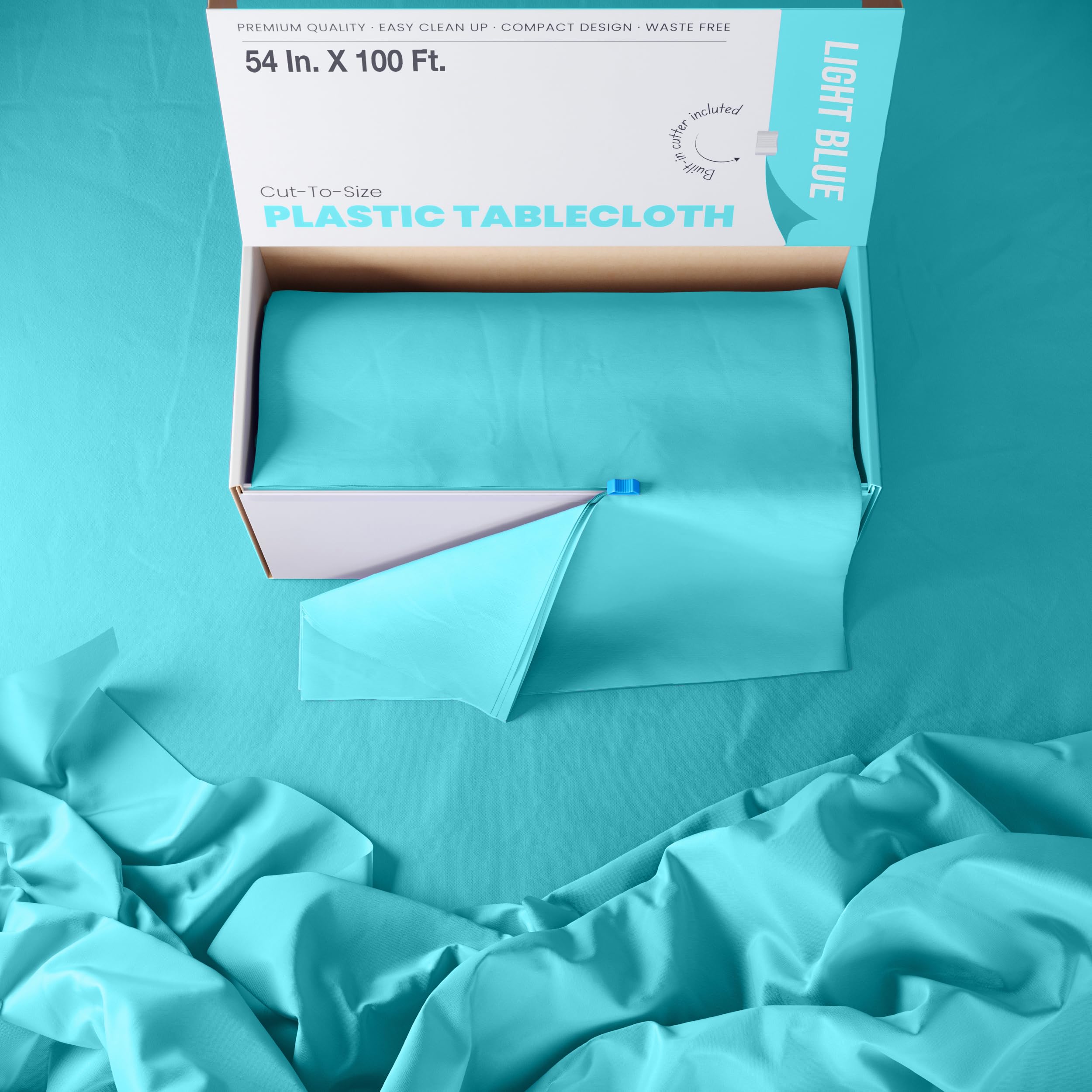 54 In. x 100 Ft. Cut To Size Table Roll  | Light Blue | Case of 6