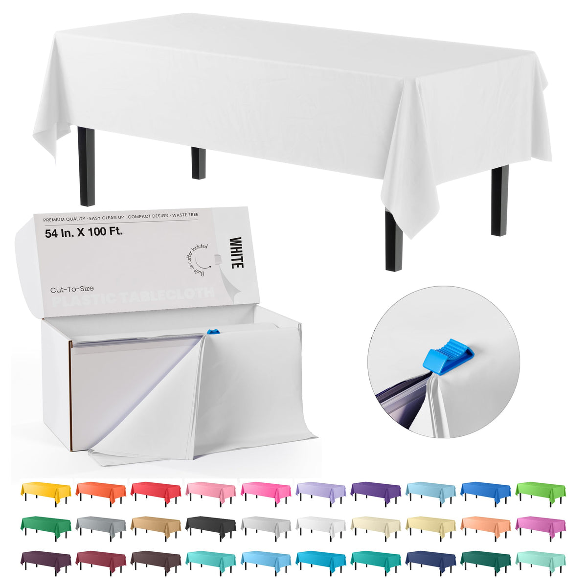 54 In. x 100 Ft. Cut To Size Table Roll | White