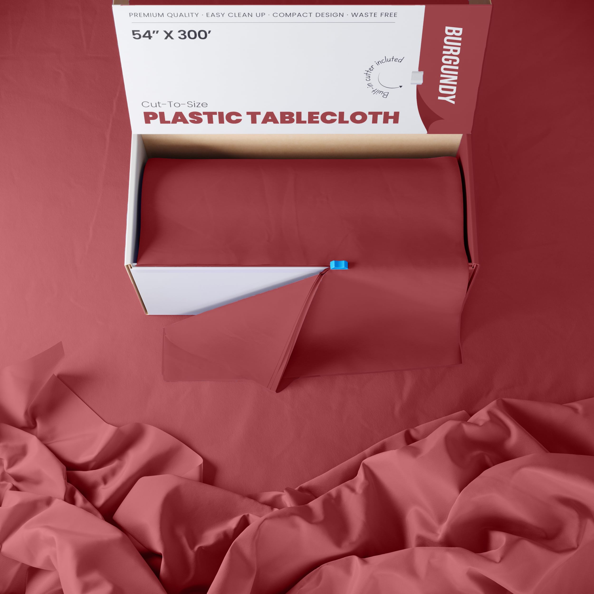 54 In. x 300 Ft. Cut To Size Table Roll | Burgundy