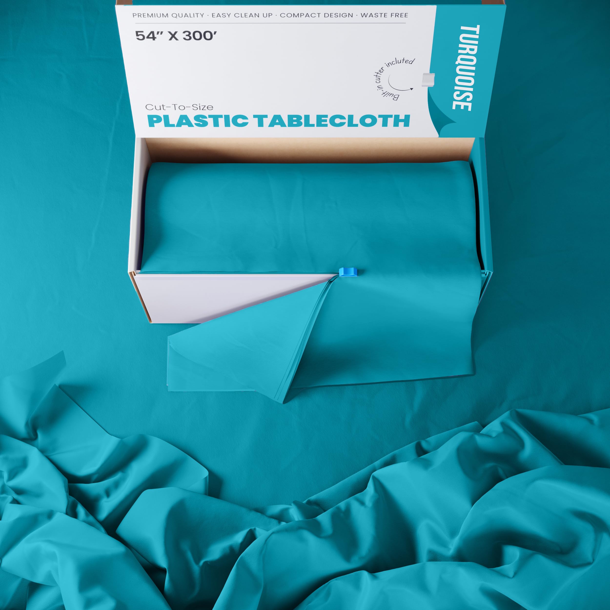 54 In. x 300 Ft. Cut To Size Table Roll | Turquoise