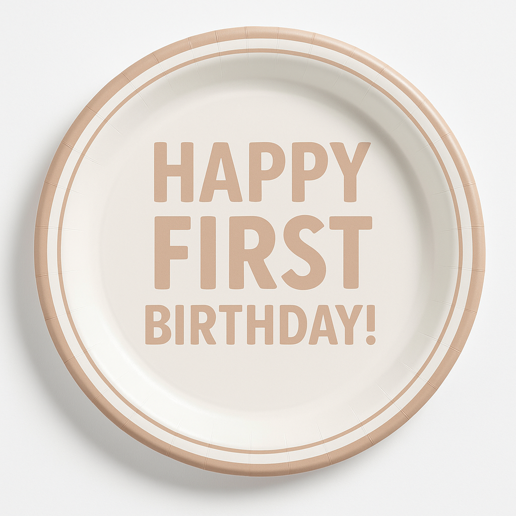 Neutral 1st Birthday Paper Plates - 9-Inch, 8-Pack