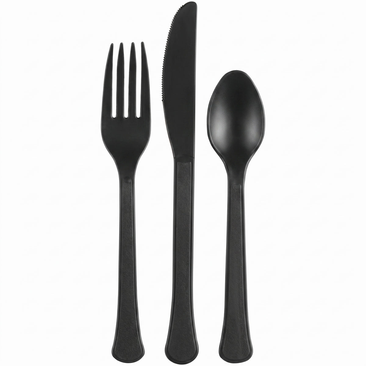 Black Heavyweight Plastic Cutlery Set - 7.5 in. - 24 Count