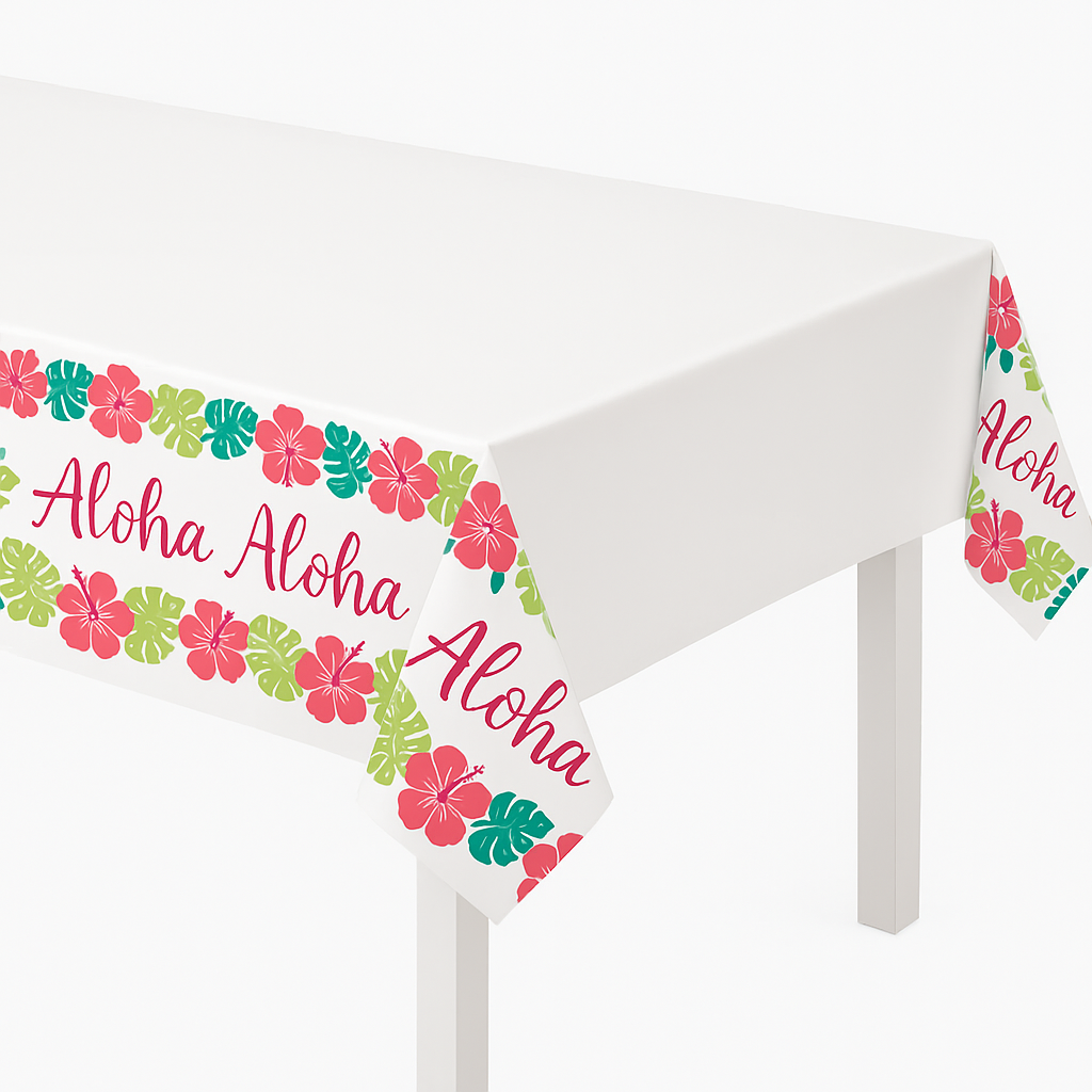 Aloha Tropical Plastic Table Cover - Perfect for Summer Parties - 54 in. x 84 in.