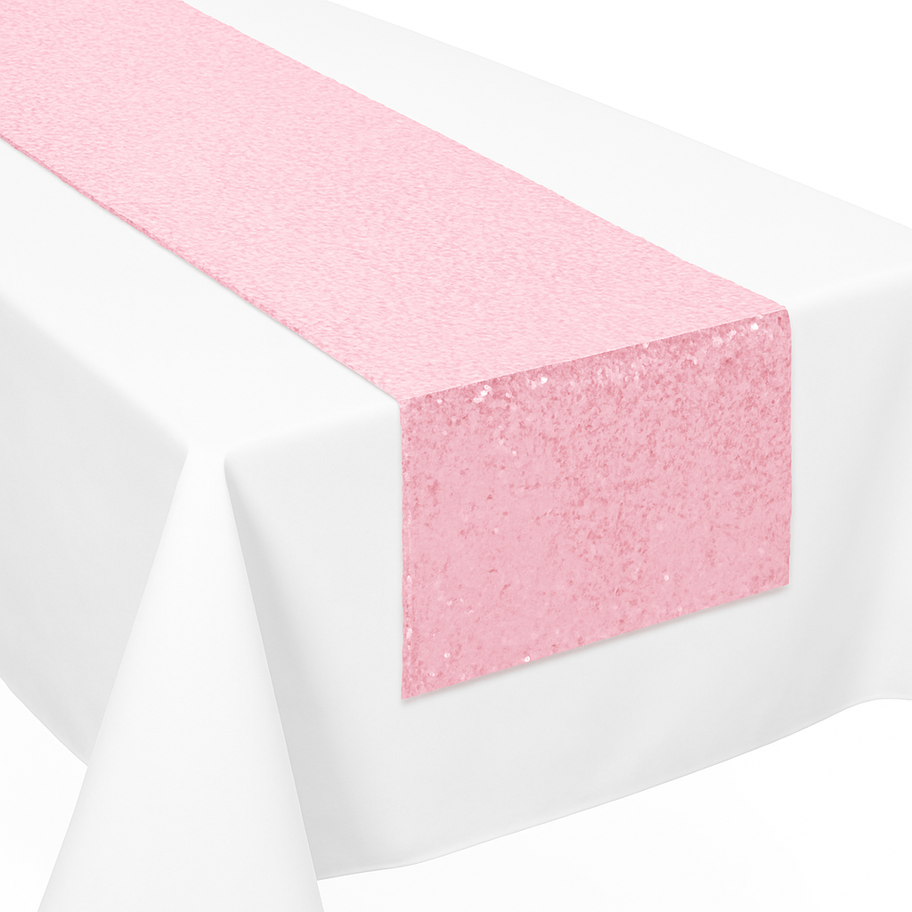 Pink Sequin Table Runner for Baby Shower Celebrations