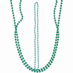 Festive Green Metallic Bead Necklace - 30" Costume Accessory