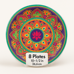 Diwali Rangoli Dream Paper Plates - 10.5 Inch, 8 Pack