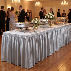Elegant Silver Plastic Table Skirt - 168" x 29"
