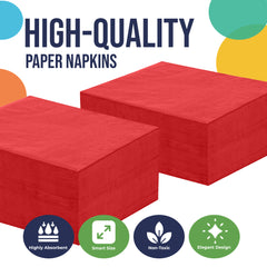 Red Luncheon Napkins - 6.75 in. | 100 Count