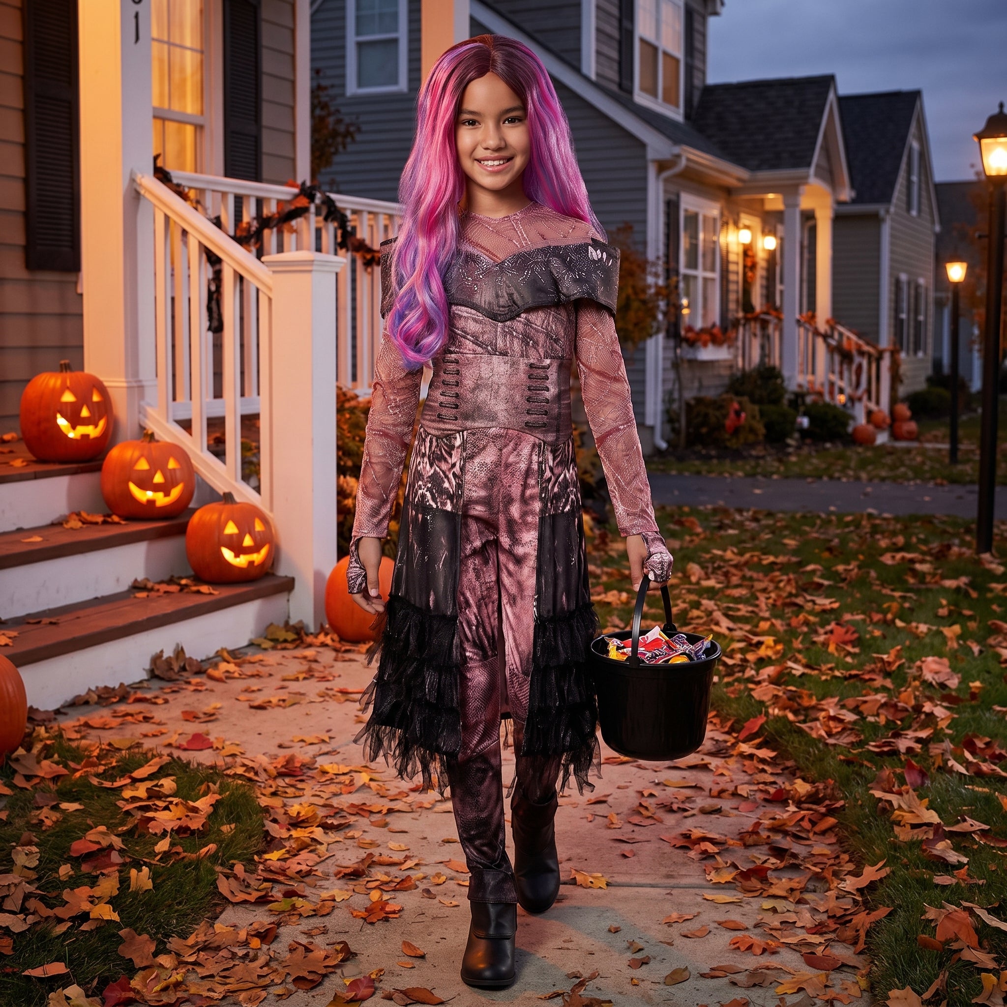 Girls' Disney Descendants 3 Audrey Costume - Pink & Black Halloween Outfit
