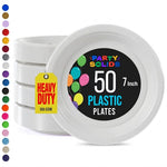 7 in. White Plastic Plates | 50 Count