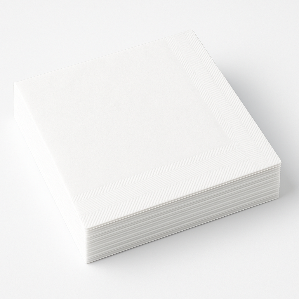 Classic White Beverage Napkins - Solid Color - 5 In. X 5 In.