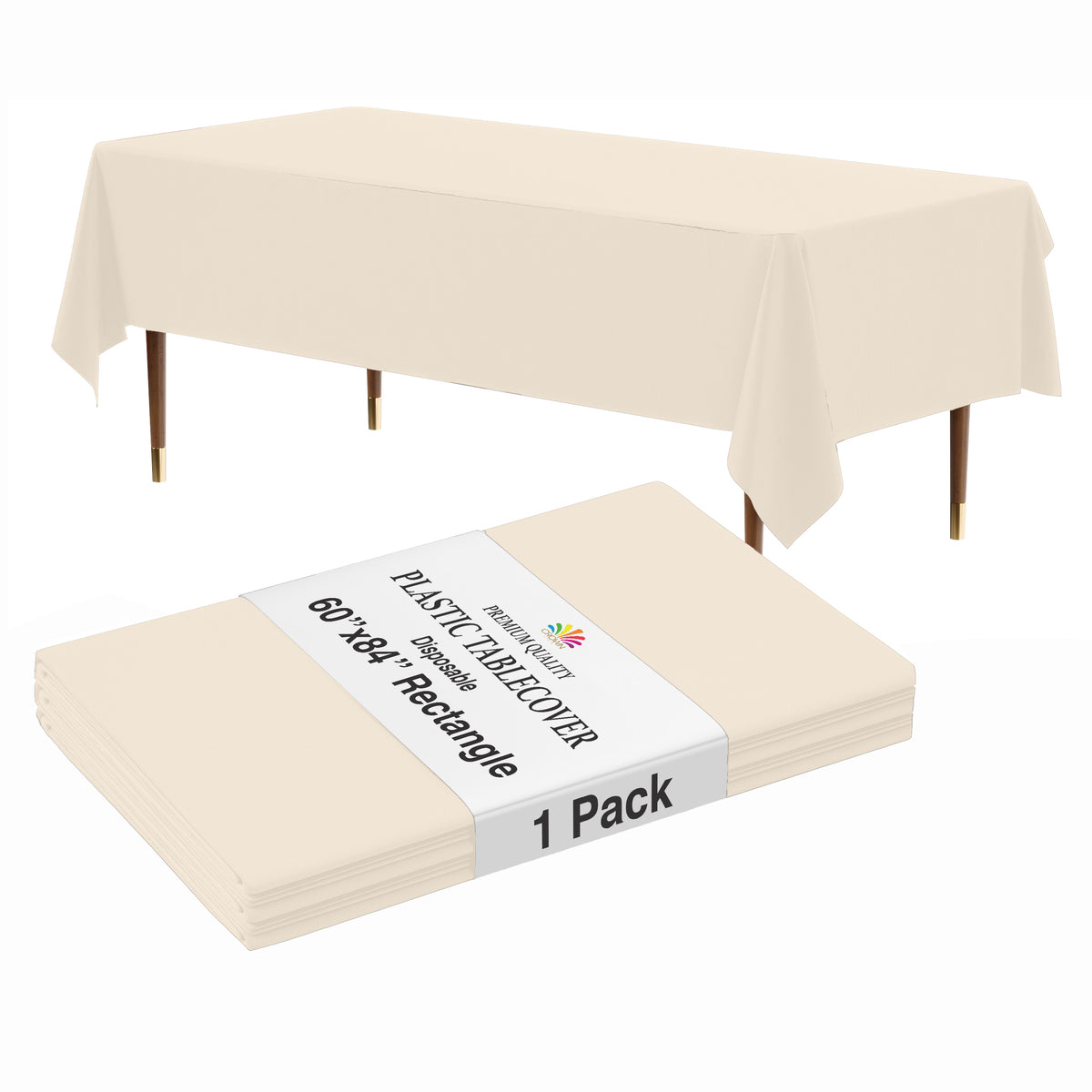 Premium Ivory Rectangle Table Cover 60" x 85" | 1 Pack