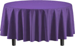 Round Purple Plastic Table Cover - 84 in.