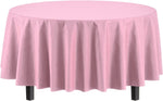 Round Pink Plastic Table Cover - 84 in.